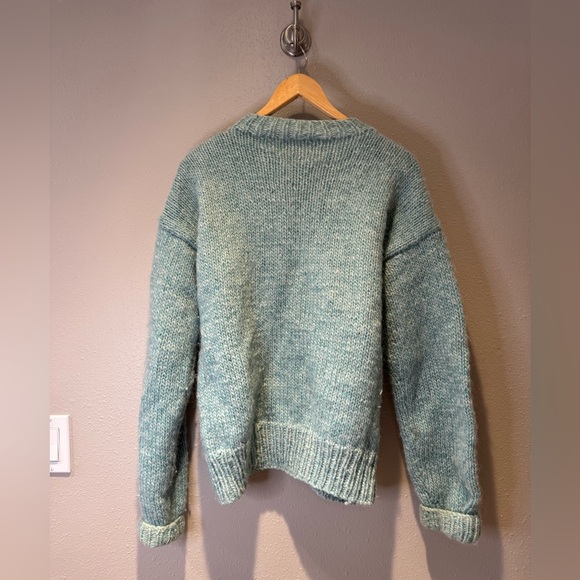 Vintage Seafoam Green Knit Cardigan Sweater - Size Large - Picture 2 of 4